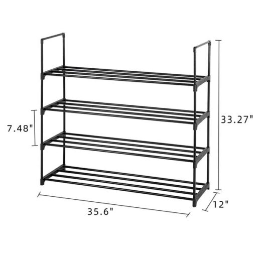 4 Tier Black Shoe Rack - Image 3