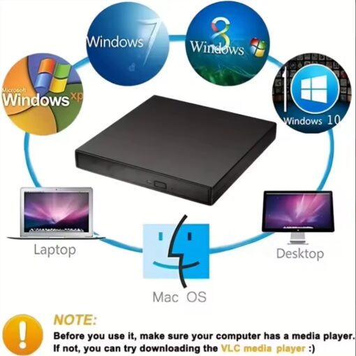 USB 2.0 Slim Portable External CD-RW Drive DVD-RW Burner Player - Image 11