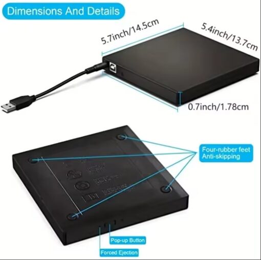 USB 2.0 Slim Portable External CD-RW Drive DVD-RW Burner Player - Image 14