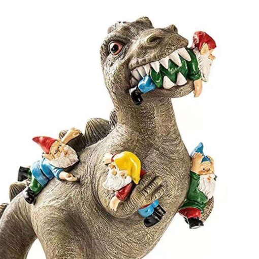 Dinosaur Eating Gnomes Statue - Image 4