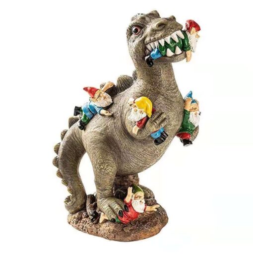 Dinosaur Eating Gnomes Statue - Image 5