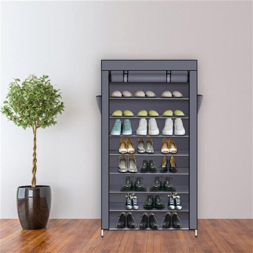 10 Tiers Shoe Rack with Dustproof Cover Closet