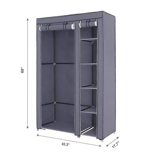 Grey 67" Portable Clothes Closet Wardrobe with Non-woven Fabric - Image 5