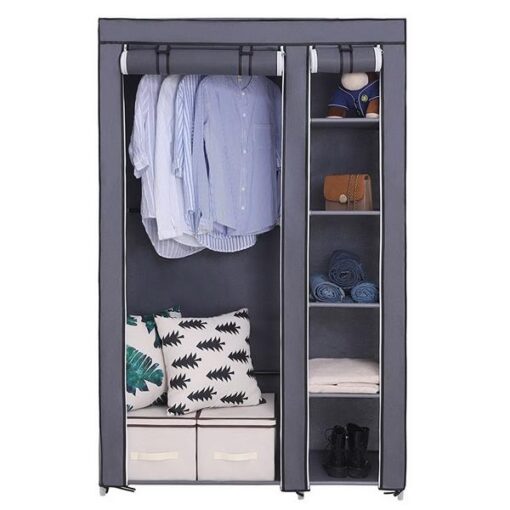 Grey 67" Portable Clothes Closet Wardrobe with Non-woven Fabric - Image 6