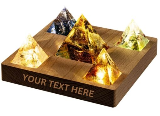 Square Base Night Light with 5 Orgone Pyramids - Image 2