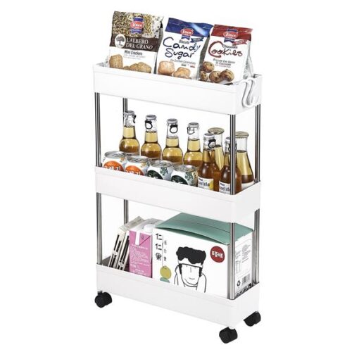 3-Layer Ultra-thin, Mobile Multi-Functional Slim Storage Cart