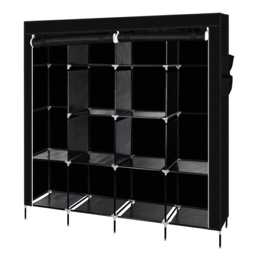 67" Clothes Closet Portable Wardrobe Clothes Storage Rack 12 Shelves 4 Side Pockets - Image 7