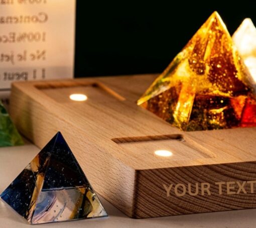 Square Base Night Light with 5 Orgone Pyramids - Image 3