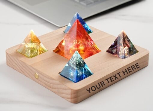 Square Base Night Light with 5 Orgone Pyramids - Image 4