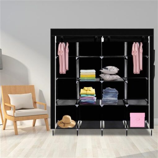 67" Clothes Closet Portable Wardrobe Clothes Storage Rack 12 Shelves 4 Side Pockets - Image 4