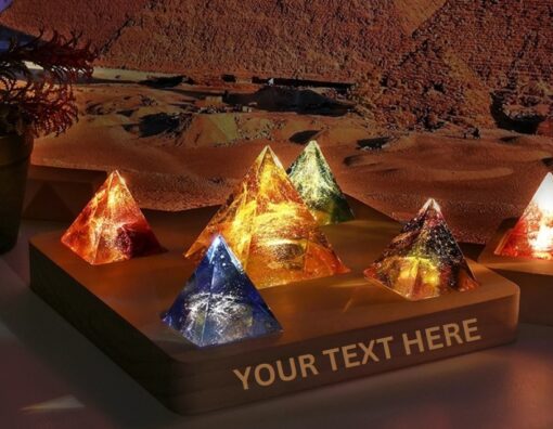 Square Base Night Light with 5 Orgone Pyramids