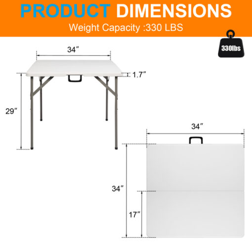 34" Foldable Square Table - Image 14