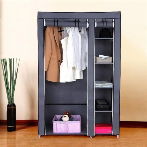 Grey 67" Portable Clothes Closet Wardrobe with Non-woven Fabric - Image 17