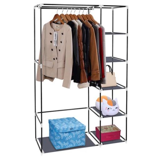 Grey 67" Portable Clothes Closet Wardrobe with Non-woven Fabric - Image 18