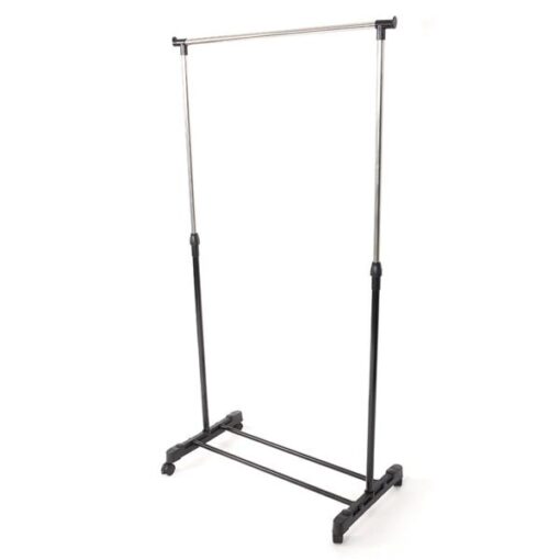 Single or Dual-bar Vertical & Horizontal Stretching Stand Clothes Rack with Shoe Shelf - Image 13