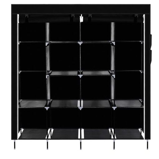 67" Clothes Closet Portable Wardrobe Clothes Storage Rack 12 Shelves 4 Side Pockets - Image 13