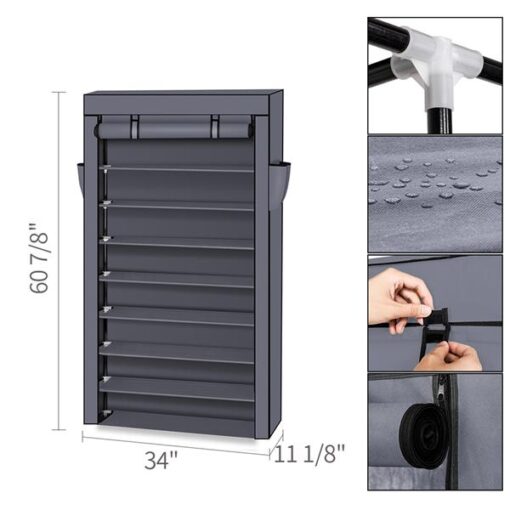 10 Tiers Shoe Rack with Dustproof Cover Closet - Image 14