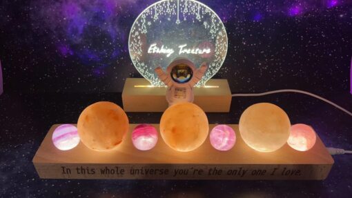 Salt Rock Sphere with Coloured Fluorite Galaxy Night Light Lamp