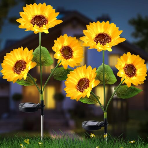 Two or Four Upgraded 3 in 1 Solar Sunflower LED Lights - Image 7