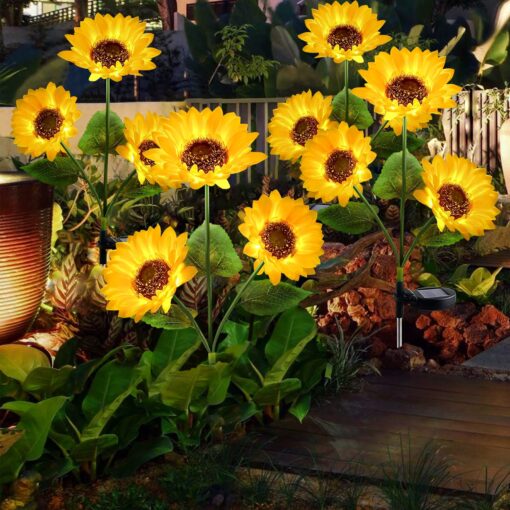 Two or Four Upgraded 3 in 1 Solar Sunflower LED Lights - Image 8