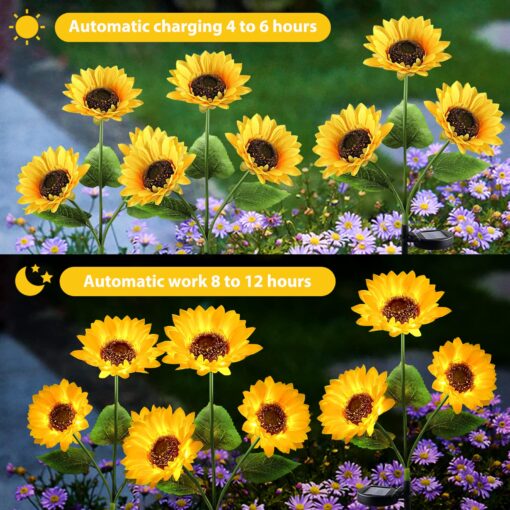 Two or Four Upgraded 3 in 1 Solar Sunflower LED Lights - Image 11