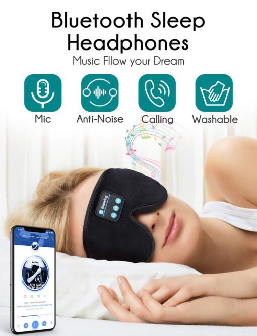 Blackout 3D Deep Eye Mask with Headphones Bluetooth v5.0 Sleep Mask Headphones - Image 10